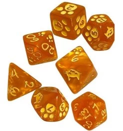 KITTEN POLYHEDRAL DICE ORANGE